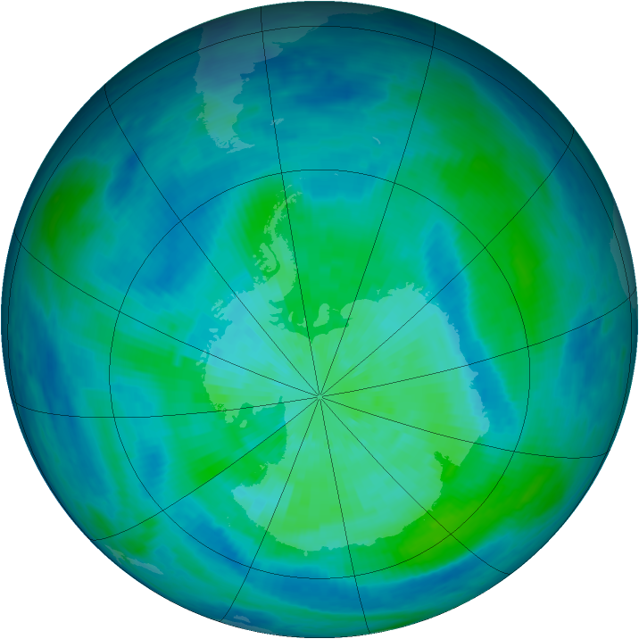 Antarctic ozone map for 18 March 1993